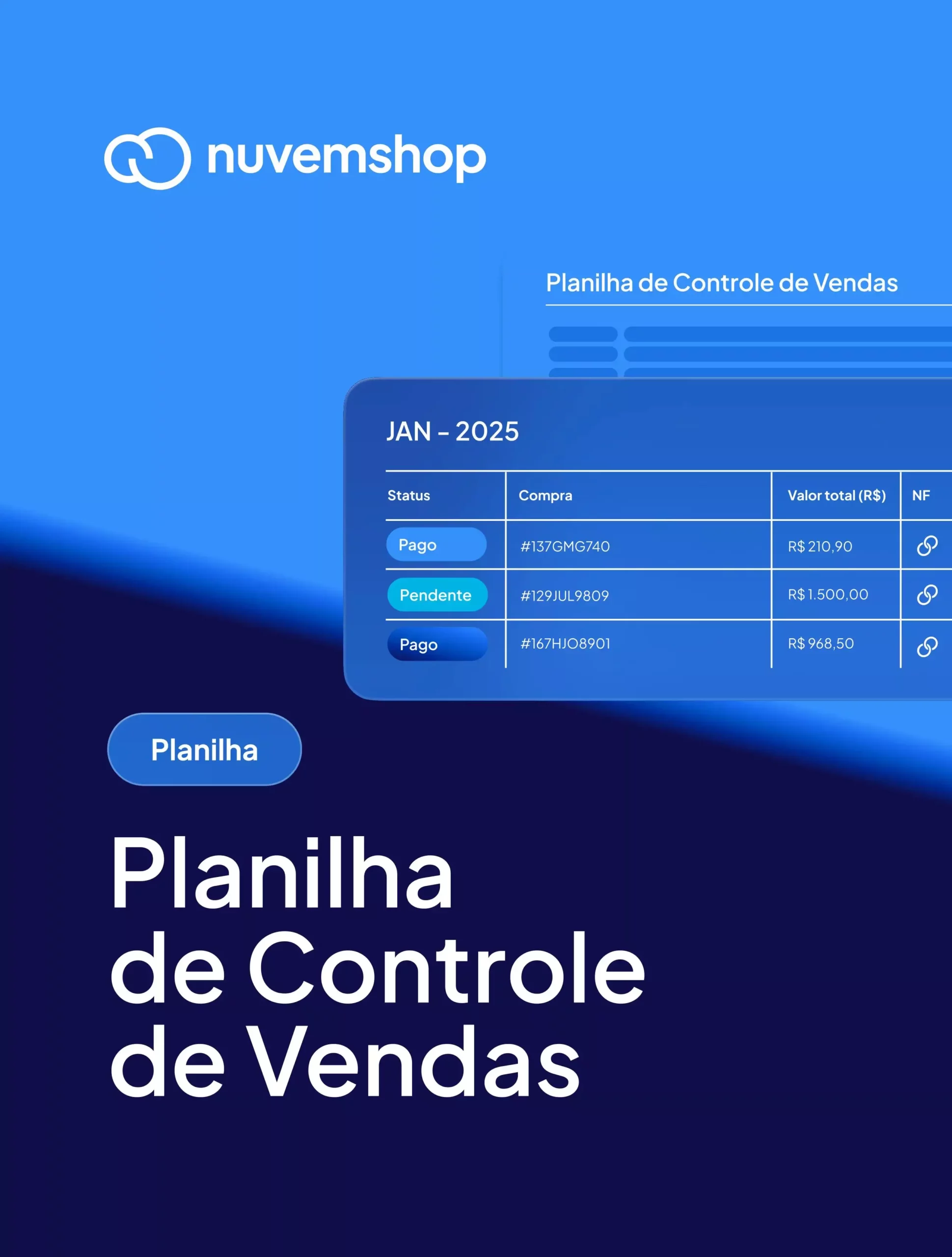Capa da planilha de vendas da Nuvemshop