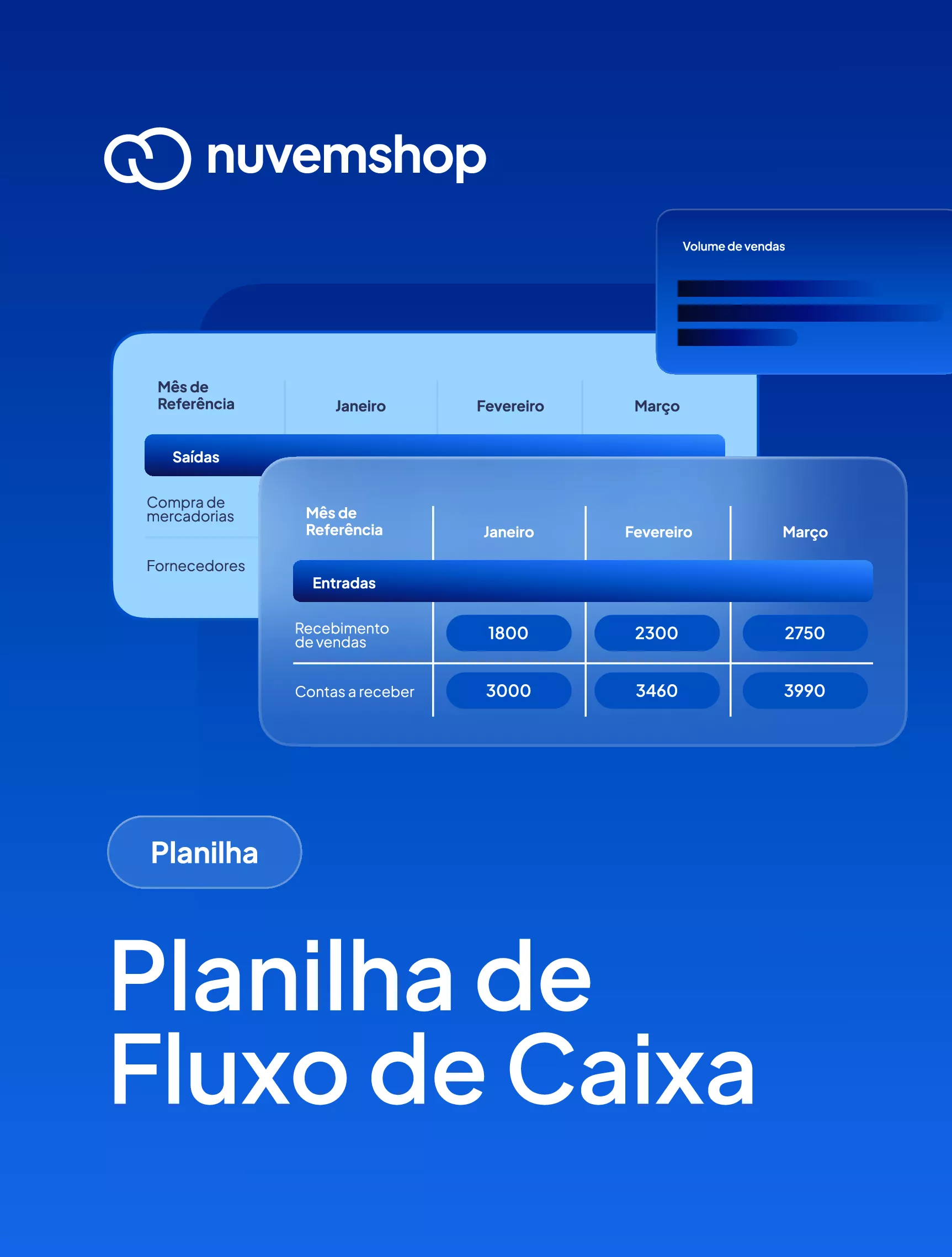 Capa da Planilha de Fluxo de Caixa da Nuvemshop. Feita por especialistas!
